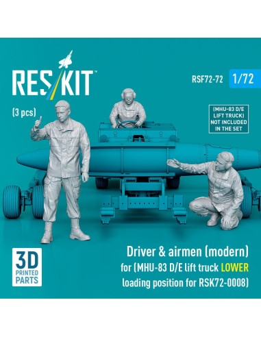 Driver & airmen (modern) (3 pcs) (MHU-83 D/E lift truck LOWER loading position for RSK72-0008) (3D Printed) 