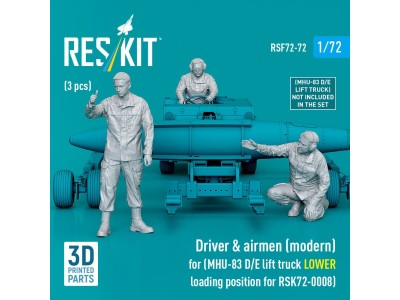 Driver & airmen (modern) (3 pcs) (MHU-83 D/E lift truck LOWER loading position for RSK72-0008) (3D Printed) 