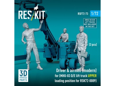 Driver & airmen (modern) (3 pcs) (MHU-83 D/E lift truck UPPER loading position for RSK72-0009) (3D Printed) 