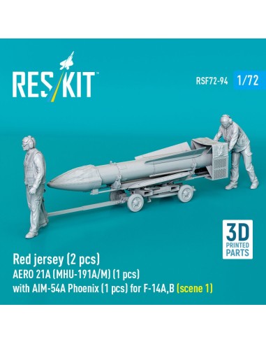 Red jersey (2 pcs) AERO 21A (MHU-191A/M) (1 pcs) with AIM-54A Phoenix (1 pcs) for F-14A,B (scene 1) (3D Printed) 