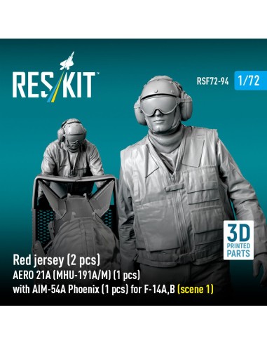 Red jersey (2 pcs) AERO 21A (MHU-191A/M) (1 pcs) with AIM-54A Phoenix (1 pcs) for F-14A,B (scene 1) (3D Printed) 