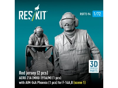 Red jersey (2 pcs) AERO 21A (MHU-191A/M) (1 pcs) with AIM-54A Phoenix (1 pcs) for F-14A,B (scene 1) (3D Printed) 