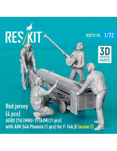 Red jersey (4 pcs) AERO 21A (MHU-191A/M) (1 pcs) with AIM-54A Phoenix (1 pcs) for F-14A,B (scene 2) (3D Printed) 
