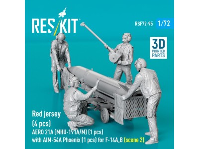 Red jersey (4 pcs) AERO 21A (MHU-191A/M) (1 pcs) with AIM-54A Phoenix (1 pcs) for F-14A,B (scene 2) (3D Printed) 