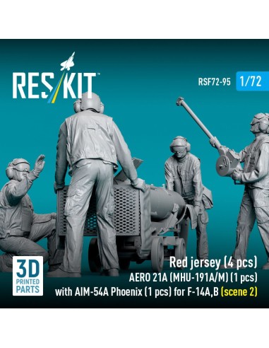 Red jersey (4 pcs) AERO 21A (MHU-191A/M) (1 pcs) with AIM-54A Phoenix (1 pcs) for F-14A,B (scene 2) (3D Printed) 