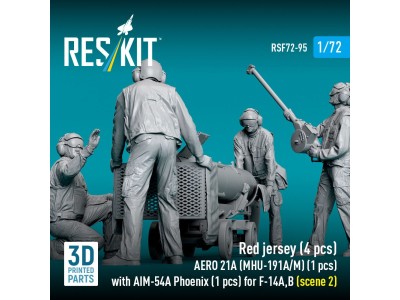 Red jersey (4 pcs) AERO 21A (MHU-191A/M) (1 pcs) with AIM-54A Phoenix (1 pcs) for F-14A,B (scene 2) (3D Printed) 