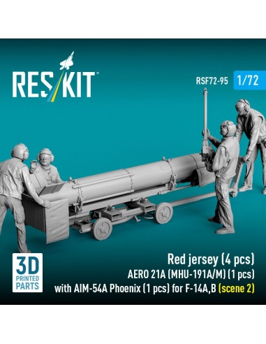 Red jersey (4 pcs) AERO 21A (MHU-191A/M) (1 pcs) with AIM-54A Phoenix (1 pcs) for F-14A,B (scene 2) (3D Printed) 