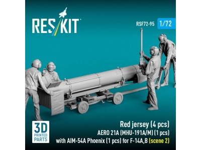 Red jersey (4 pcs) AERO 21A (MHU-191A/M) (1 pcs) with AIM-54A Phoenix (1 pcs) for F-14A,B (scene 2) (3D Printed) 