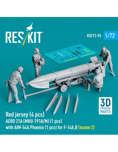 Red jersey (4 pcs) AERO 21A (MHU-191A/M) (1 pcs) with AIM-54A Phoenix (1 pcs) for F-14A,B (scene 2) (3D Printed) 