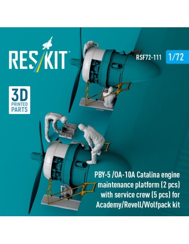 PBY-5 /OA-10A Catalina engine maintenance platform (2 pcs) with service crew (5 pcs) for Academy/Revell/Wolfpack kit (3D Printed