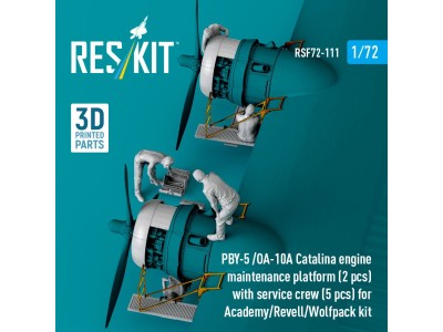 PBY-5 /OA-10A Catalina engine maintenance platform (2 pcs) with service crew (5 pcs) for Academy/Revell/Wolfpack kit (3D Printed