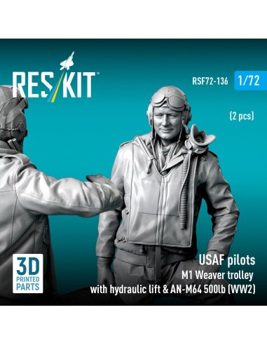 USAF pilots (2pcs) & M1 Weaver Hydraulic bomb lift & AN-M64 500lb (WW2) (3D Printed) 
