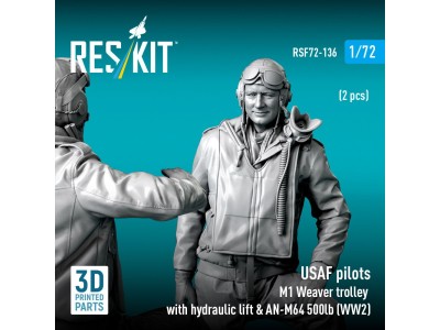 USAF pilots (2pcs) & M1 Weaver Hydraulic bomb lift & AN-M64 500lb (WW2) (3D Printed) 