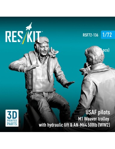 USAF pilots (2pcs) & M1 Weaver Hydraulic bomb lift & AN-M64 500lb (WW2) (3D Printed) 