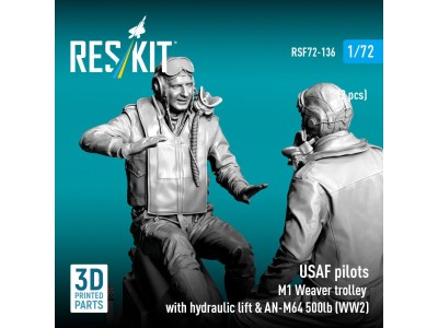 USAF pilots (2pcs) & M1 Weaver Hydraulic bomb lift & AN-M64 500lb (WW2) (3D Printed) 