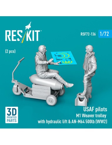 USAF pilots (2pcs) & M1 Weaver Hydraulic bomb lift & AN-M64 500lb (WW2) (3D Printed) 