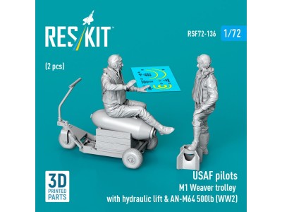 USAF pilots (2pcs) & M1 Weaver Hydraulic bomb lift & AN-M64 500lb (WW2) (3D Printed) 