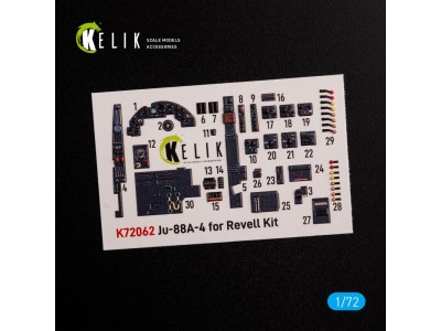Junkers JU 88 A-4 interior 3D decals for Revell kit 