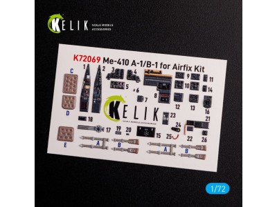 Messerschmitt Me410A-1 interior 3D decals for Airfix kit 
