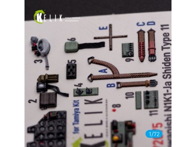 N1K1-Ja Shiden Type 11 interior 3D decals for Tamiya kit 