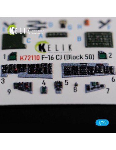 F-16 CJ (Block 50) interior 3D decals for Tamiya kit 