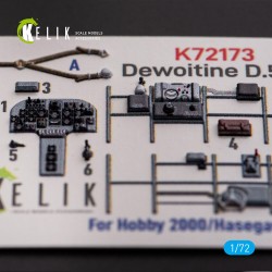Dewoitine D.520 - interior 3D decals for Hobby 2000/Hasegawa kit 