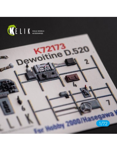 Dewoitine D.520 - interior 3D decals for Hobby 2000/Hasegawa kit 