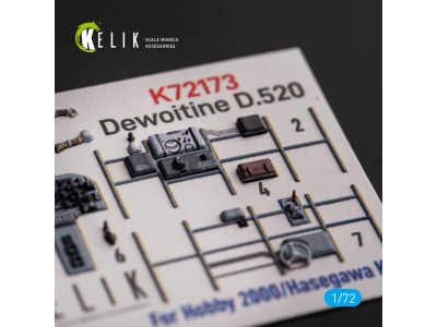 Dewoitine D.520 - interior 3D decals for Hobby 2000/Hasegawa kit 