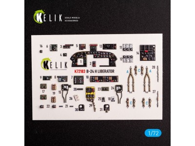 B-24H Liberator - interior 3D decals for Airfix kit 