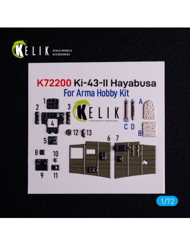 Ki-43-II Hayabusa - interior 3D decals for Arma Hobby kit 