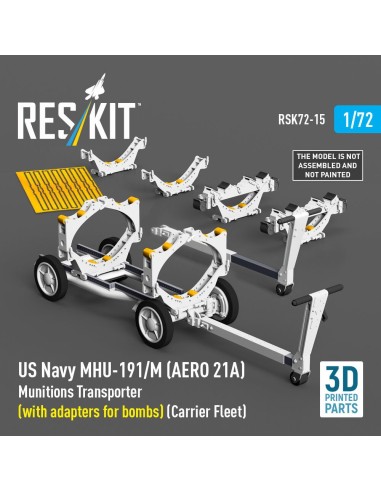 US NAVY MHU-191/M (AERO 21A) Munitions Transporter (with adapters for bombs) (Carrier Fleet, C-130) (3D Printed model kit) 