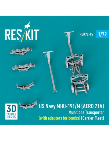 US NAVY MHU-191/M (AERO 21A) Munitions Transporter (with adapters for bombs) (Carrier Fleet, C-130) (3D Printed model kit) 