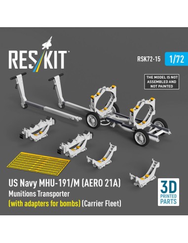 US NAVY MHU-191/M (AERO 21A) Munitions Transporter (with adapters for bombs) (Carrier Fleet, C-130) (3D Printed model kit) 