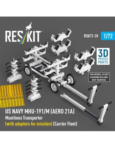 US NAVY MHU-191/M (AERO 21A) Munitions Transporter (with adapters for missiles) (Carrier Fleet, C-130) (3D Printed model kit) 