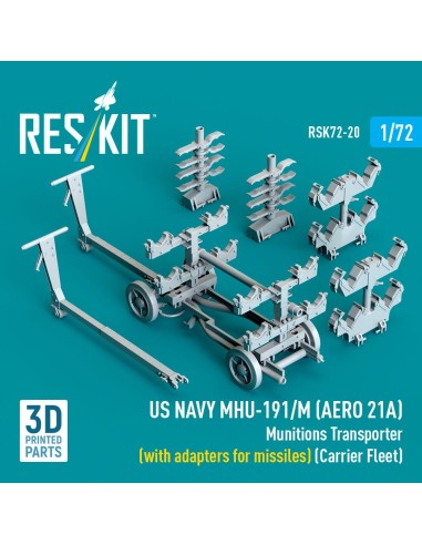 US NAVY MHU-191/M (AERO 21A) Munitions Transporter (with adapters for missiles) (Carrier Fleet, C-130) (3D Printed model kit) 