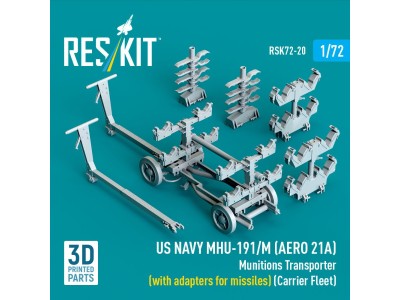 US NAVY MHU-191/M (AERO 21A) Munitions Transporter (with adapters for missiles) (Carrier Fleet, C-130) (3D Printed model kit) 