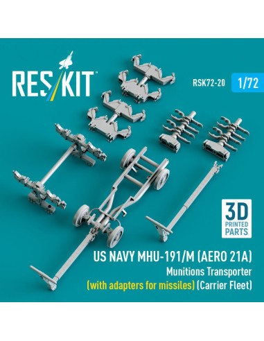 US NAVY MHU-191/M (AERO 21A) Munitions Transporter (with adapters for missiles) (Carrier Fleet, C-130) (3D Printed model kit) 