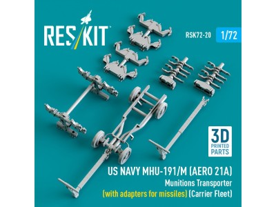 US NAVY MHU-191/M (AERO 21A) Munitions Transporter (with adapters for missiles) (Carrier Fleet, C-130) (3D Printed model kit) 