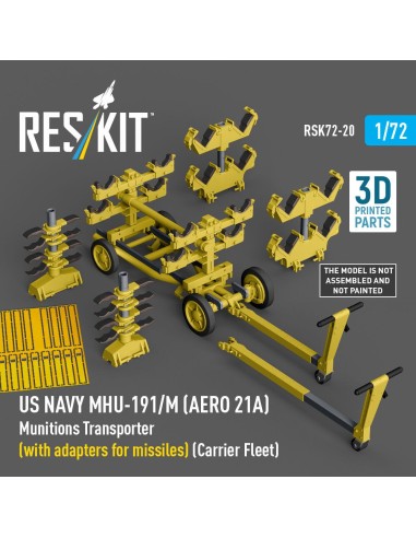 US NAVY MHU-191/M (AERO 21A) Munitions Transporter (with adapters for missiles) (Carrier Fleet, C-130) (3D Printed model kit) 