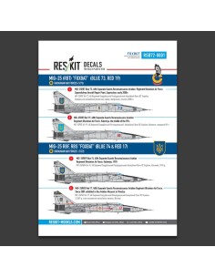 MiG-25RBT, RBF, RBS Foxbat (Blue 73, Blue 74, Red 17, Red 19) Ukrainian Air Forces (Decals with Stencils) 