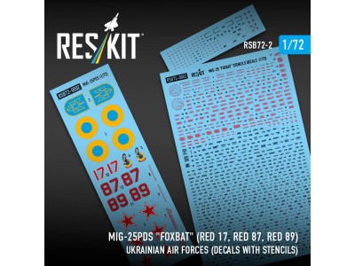 MiG-25PDS Foxbat (Red 17, Red 87, Red 89) Ukrainian Air Forces (Decals with Stencils) 