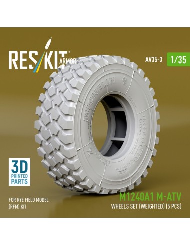 M1240A1 M-ATV wheels set (weighted) (5 pcs) for Rye Field Model (RFM) kit (3D Printed) 
