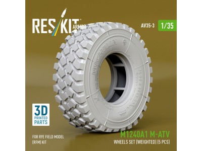M1240A1 M-ATV wheels set (weighted) (5 pcs) for Rye Field Model (RFM) kit (3D Printed) 
