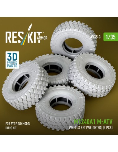 M1240A1 M-ATV wheels set (weighted) (5 pcs) for Rye Field Model (RFM) kit (3D Printed) 