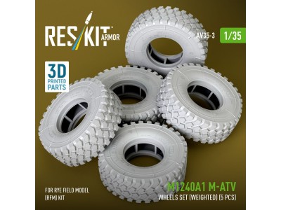 M1240A1 M-ATV wheels set (weighted) (5 pcs) for Rye Field Model (RFM) kit (3D Printed) 