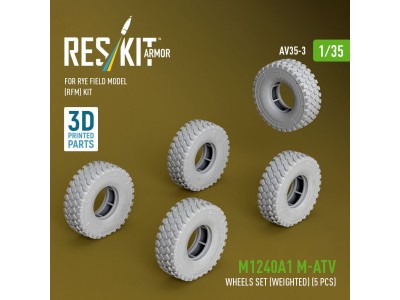 M1240A1 M-ATV wheels set (weighted) (5 pcs) for Rye Field Model (RFM) kit (3D Printed) 