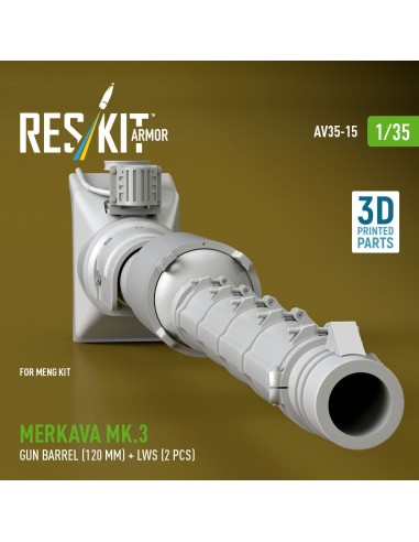 Merkava Mk.3 gun barrel (120 mm) + LWS (2 pcs) for Meng Kit (3D Printed) 