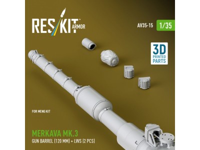 Merkava Mk.3 gun barrel (120 mm) + LWS (2 pcs) for Meng Kit (3D Printed) 