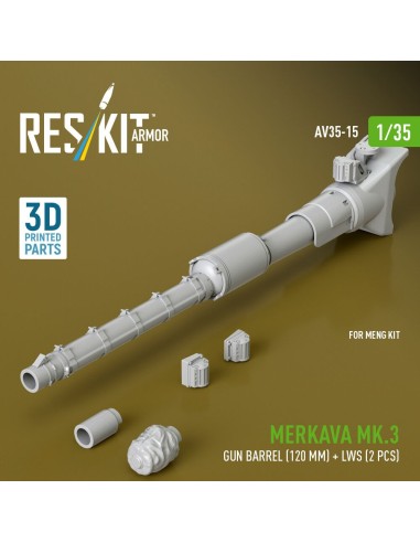 Merkava Mk.3 gun barrel (120 mm) + LWS (2 pcs) for Meng Kit (3D Printed) 