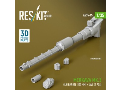 Merkava Mk.3 gun barrel (120 mm) + LWS (2 pcs) for Meng Kit (3D Printed) 